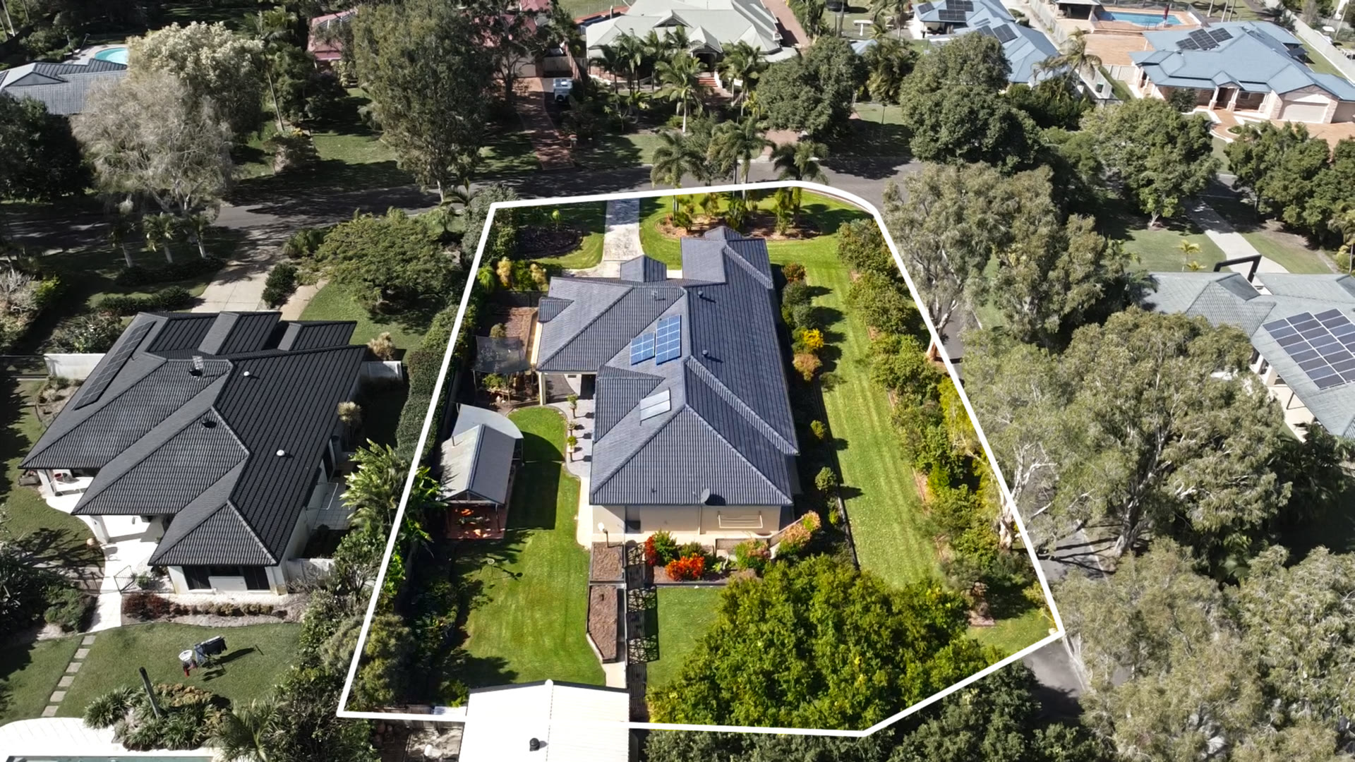 Aerial drone photograph of a Sunshine Coast property in its coastal setting