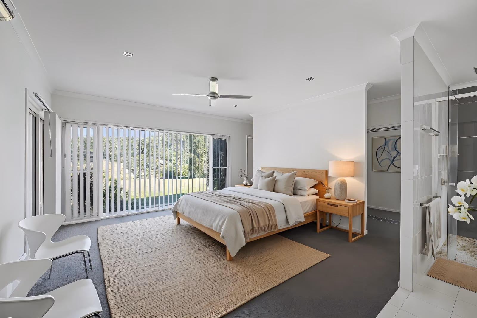 A Sunshine Coast master bedroom, digitally staged by Phora